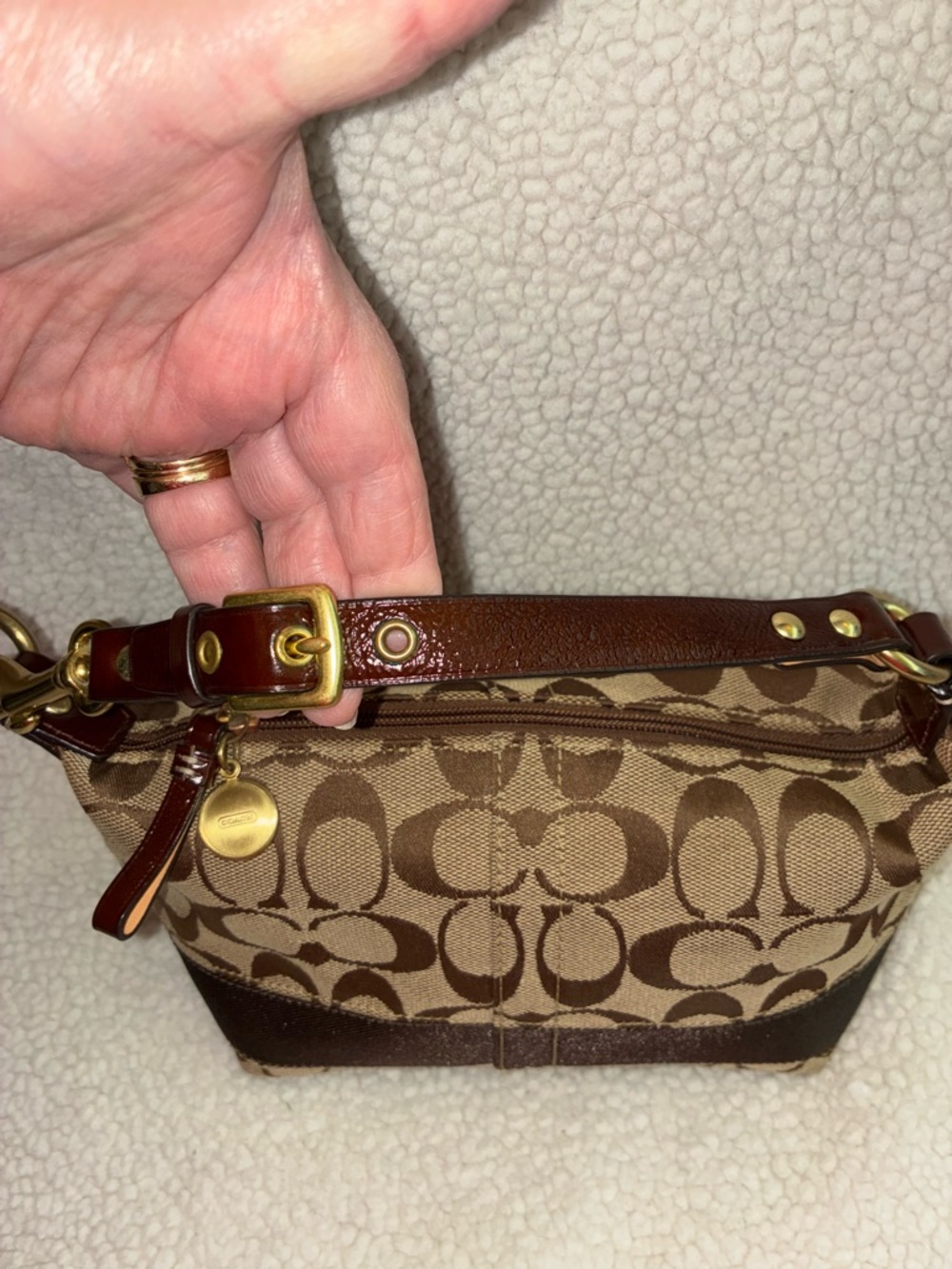 Vintage Coach LO668-40024 Brown Jacquard Signature Monogram Mini Shoulder Bag - Picture 2 of 12